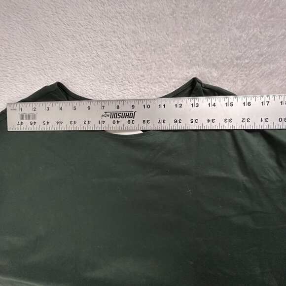 Uniqlo Womens Dark Green Mercerized Cotton Gather Half Sleeve Top Medium New - Picture 6 of 9